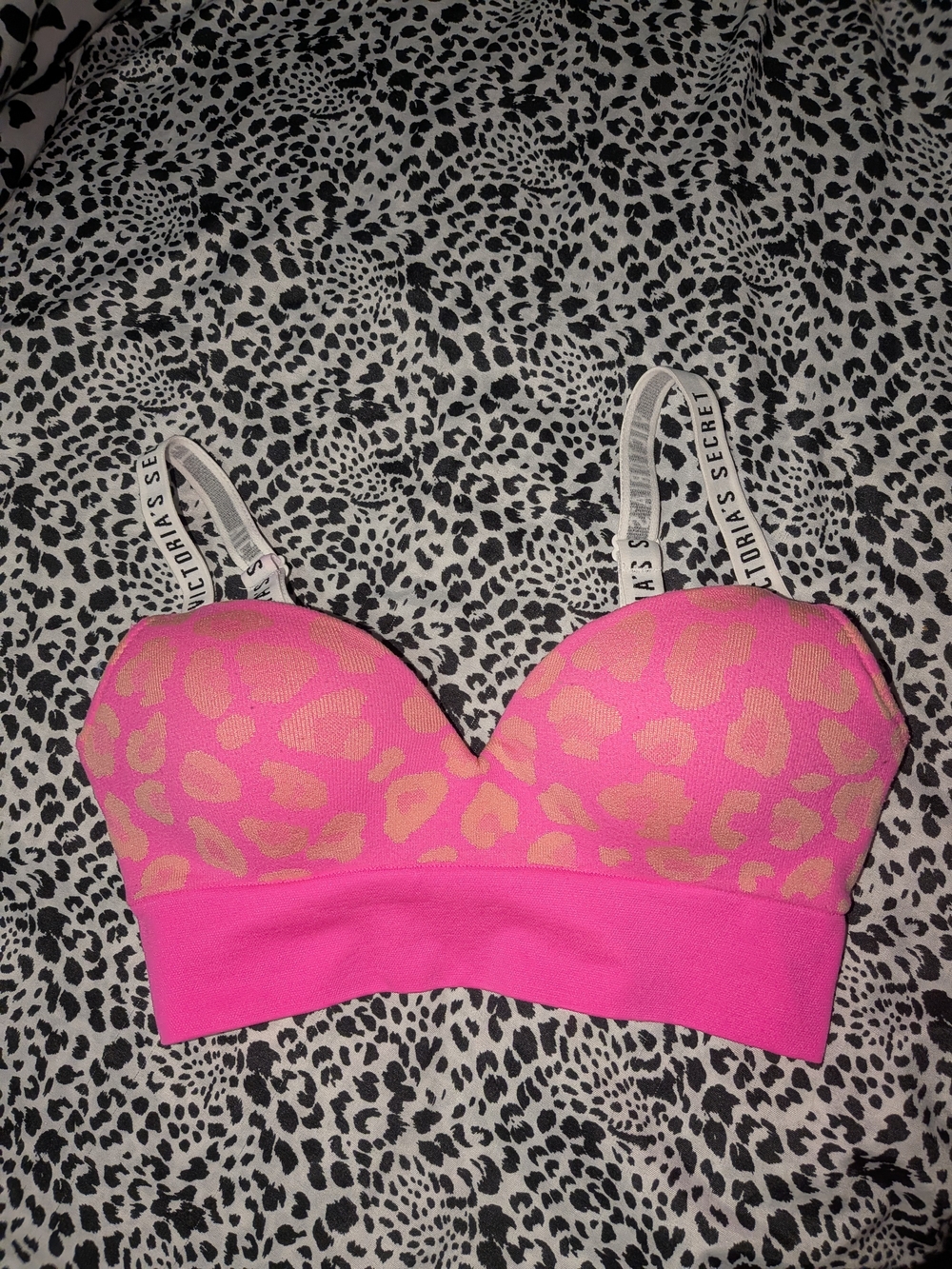 Victoria's Secret Hot Pink and Peach Leopard Wireless Bra
